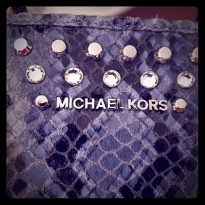 Michael Kors blue stud snake skin tote style bag